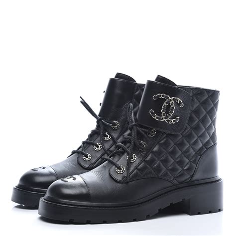 chanel quilted boots replica|Chanel quilted combat boots.